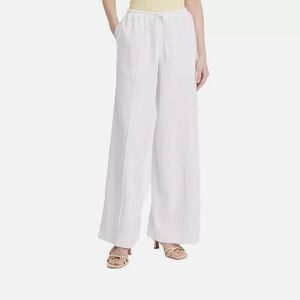 Women’s high rise wide leg linen pull on pants - A New Day white